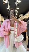 Pembe Tek Cep Detaylı Tensel Gömlek 