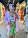 Pembe Tek Cep Detaylı Uzun Oversize Gömlek