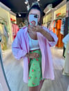 Pembe Tek Cep Detaylı Uzun Oversize Gömlek