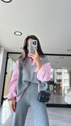 Pembe Triko Detaylı Garnili Gömlek 