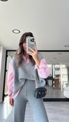 Pembe Triko Detaylı Garnili Gömlek 