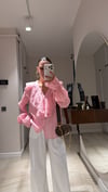 Pembe Yaka Fırfırlı Transparan Gömlek