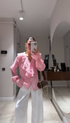 Pembe Yaka Fırfırlı Transparan Gömlek