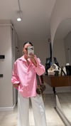 Pembe Yaka İşleme Detaylı Keten Gömlek