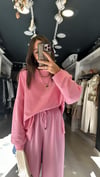 Pembe Yan Yırtmaç Detaylı Basic Sweat