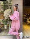 Pembe Yanları Yırtmaçlı Şardonlu Sweat