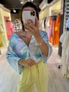 Renkli Cepli Saten Oversize Gömlek