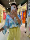 Renkli Cepli Saten Oversize Gömlek