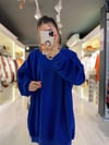 Saks Mavi Balıkçı Yaka Oversize Sweat