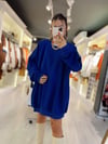 Saks Mavi Balıkçı Yaka Oversize Sweat