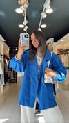 Saks Mavi Balon Kol Oversize Ceket