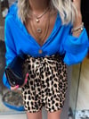 Saks Mavi Oversize Saten Gömlek