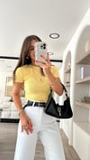 Sarı Sıfır Kol Basic Dilvin Crop Bluz