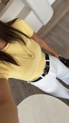 Sarı Sıfır Kol Basic Dilvin Crop Bluz