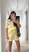 Sarı Bel Lastikli Triko Şort