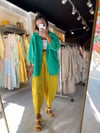 Sarı Beli Lastikli Şalvar Pantolon