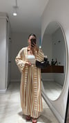 Sarı Beyaz Dik Çizgili Kimono Takım 