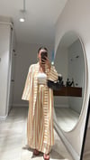 Sarı Beyaz Dik Çizgili Kimono Takım 