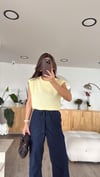 Sarı Bisiklet Yaka Marka Model Triko Süveter