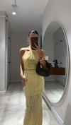 Sarı Halter Yaka Ajurlu Etek Takım