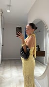 Sarı Halter Yaka Ajurlu Etek Takım