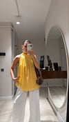 Sarı Halter Yaka Astarlı Şifon Bluz