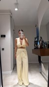 Sarı Ön Bağlamalı Keten Crop Takım