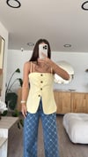 Sarı Ön Düğmeli İp Askılı Marka Model Yelek