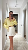 Sarı Ön Düğmeli Marka Model Keten Gömlek