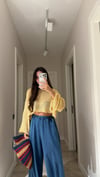 Sarı Pullu Merserize Bluz