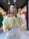 Sarı V Yaka Büzgülü Crop Sweat 