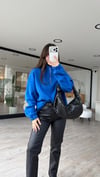 Sax Mavi Yarım Fermuarlı Sweat 