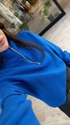 Sax Mavi Yarım Fermuarlı Sweat 