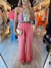 Şeker Pembe Beli Lastikli Bol Paça Pantolon