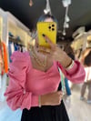 Şeker Pembe Kol Pileli Triko