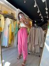 Şeker Pembe Paça Detaylı Muslin Pantolon