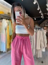 Şeker Pembe Paça Detaylı Muslin Pantolon