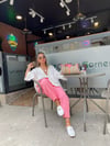 Şeker Pembe Paça Pileli Müslin Kumaş Pantolon 