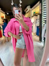 Şeker Pembe Tek Cepli Uzun Oversize Gömek