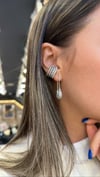 Silver Taşlı İncili Kıkırdak Küpe