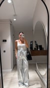 Silver Varaklı Bel Bağlamalı Pantolon