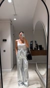 Silver Varaklı Bel Bağlamalı Pantolon
