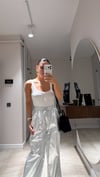 Silver Varaklı Bel Bağlamalı Pantolon