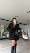 Siyah Arka Fermuarlı Mini Kumaş Etek