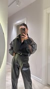 Siyah Arka Tül Detaylı Oversize Gömlek 