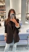 Siyah Arka Yırtmaç Detaylı Vatkalı Blazer Ceket 