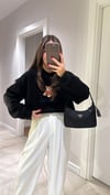 Siyah Ayıcık Baskılı Yazılı Sweat 