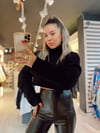 Siyah Balıkçı Yaka Marka Model Crop Kazak 