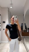 Siyah Bej Brodeli Marka Model Tshirt
