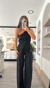 Siyah Bel Bağcıklı Cepli Bol Pantolon 